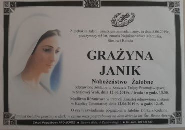 Zmarła Grażyna Janik